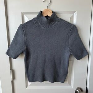Zara Women’s Grey Knitted High Neck Cropped Top Size Large new
